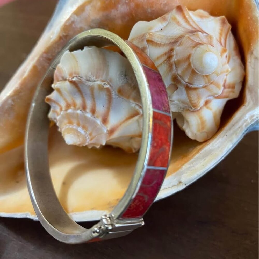 Vintage Sterling Silver Coral Bracelet